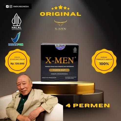 PERMEN XMEN STAMINA PRIA 1 BOX (4 PCS) 100% ORIGINAL HERBAL GINSENG [PRIVASI AMAN]