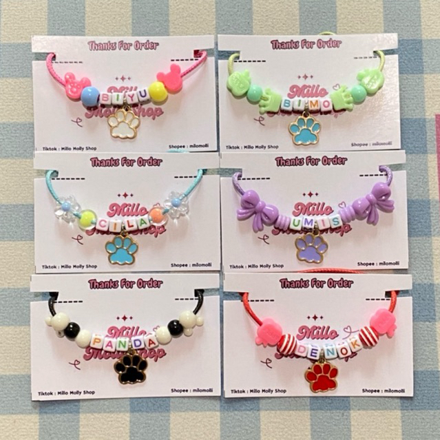 Ecan_Ganteng (Tanpa Lonceng) Kalung Kucing Custom Nama Huruf Kotak + Liontin Paw