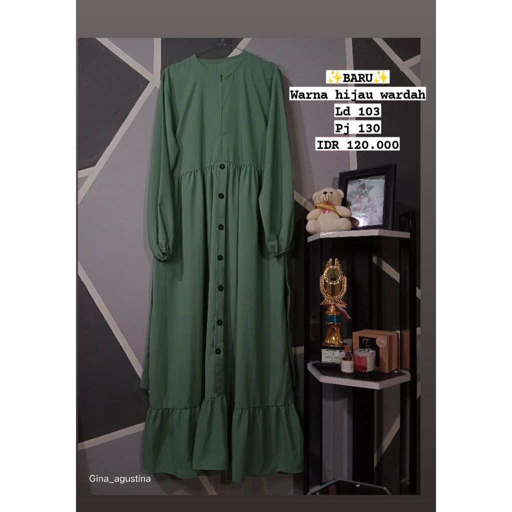 GAMIS CANTIK WARNA HIJAU WARDAH