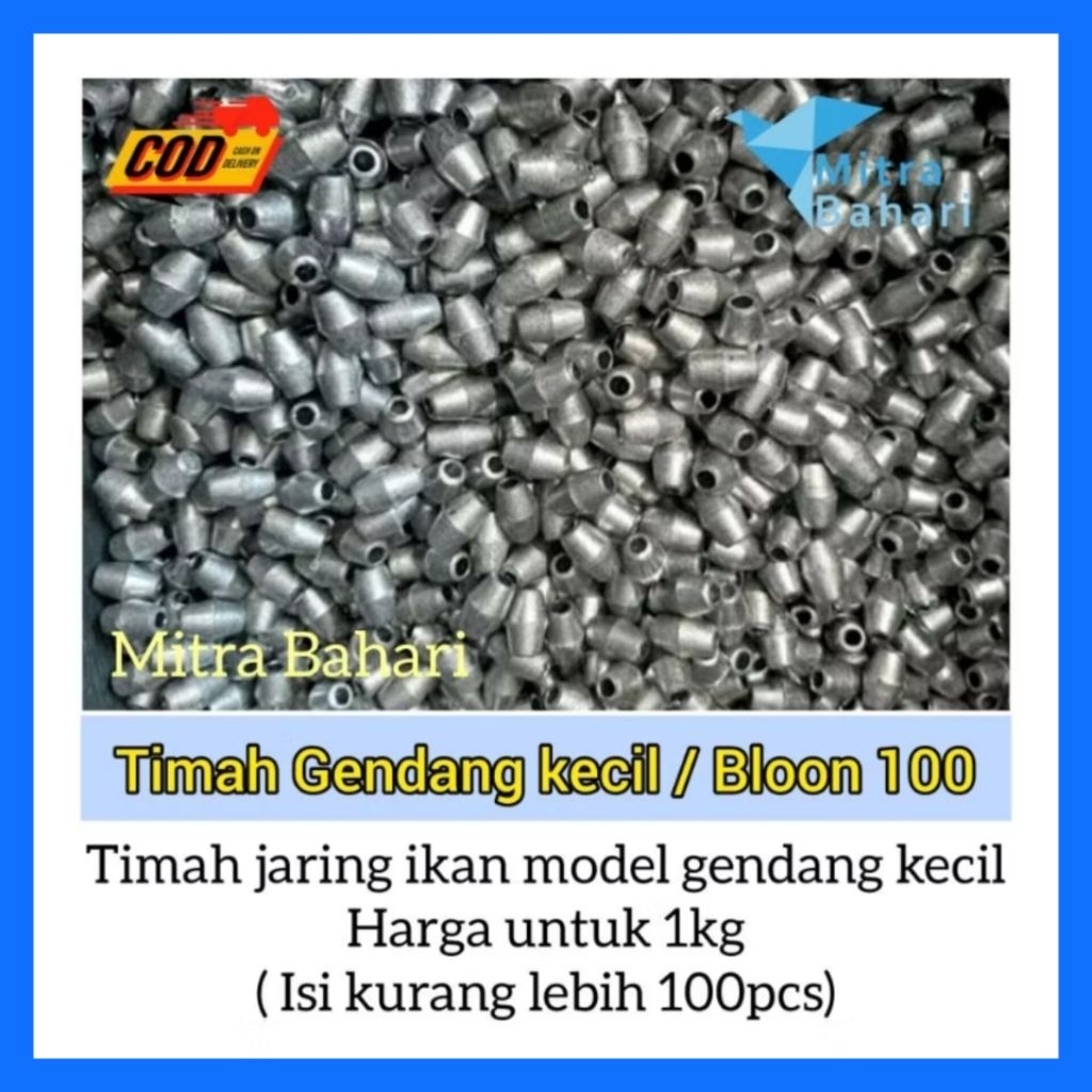 TIMAH JARING IKAN 1 KG +/- ISI 100 | TIMAH BLOON 100 | TIMAH GENDANG KECIL | BATU TIMAH | TIMAH JARI