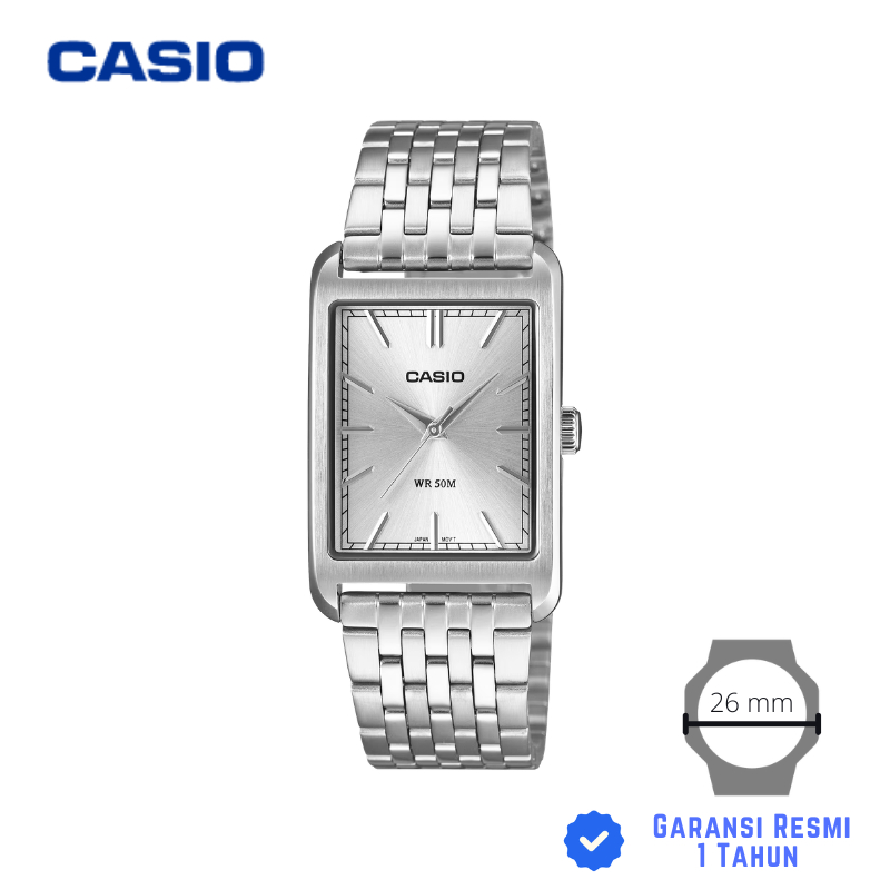 JAM TANGAN PRIA CASIO MTP-B215D-7A SILVER - MTP B215D 7AVDF Analog Stainless Steel