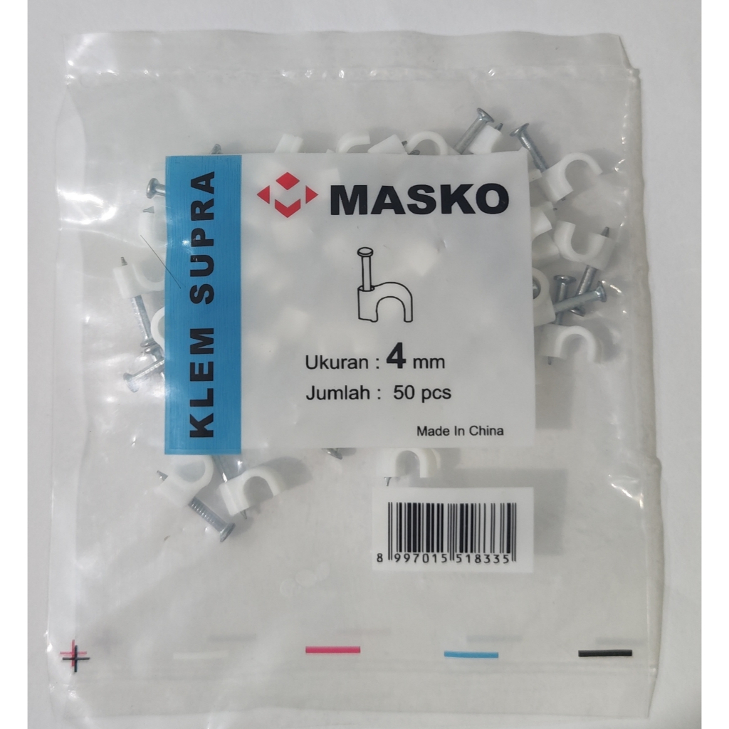 Klem Kabel Masko No 4 isi 50pcs | Clip Cable Paku Beton 4mm isi 50pcs