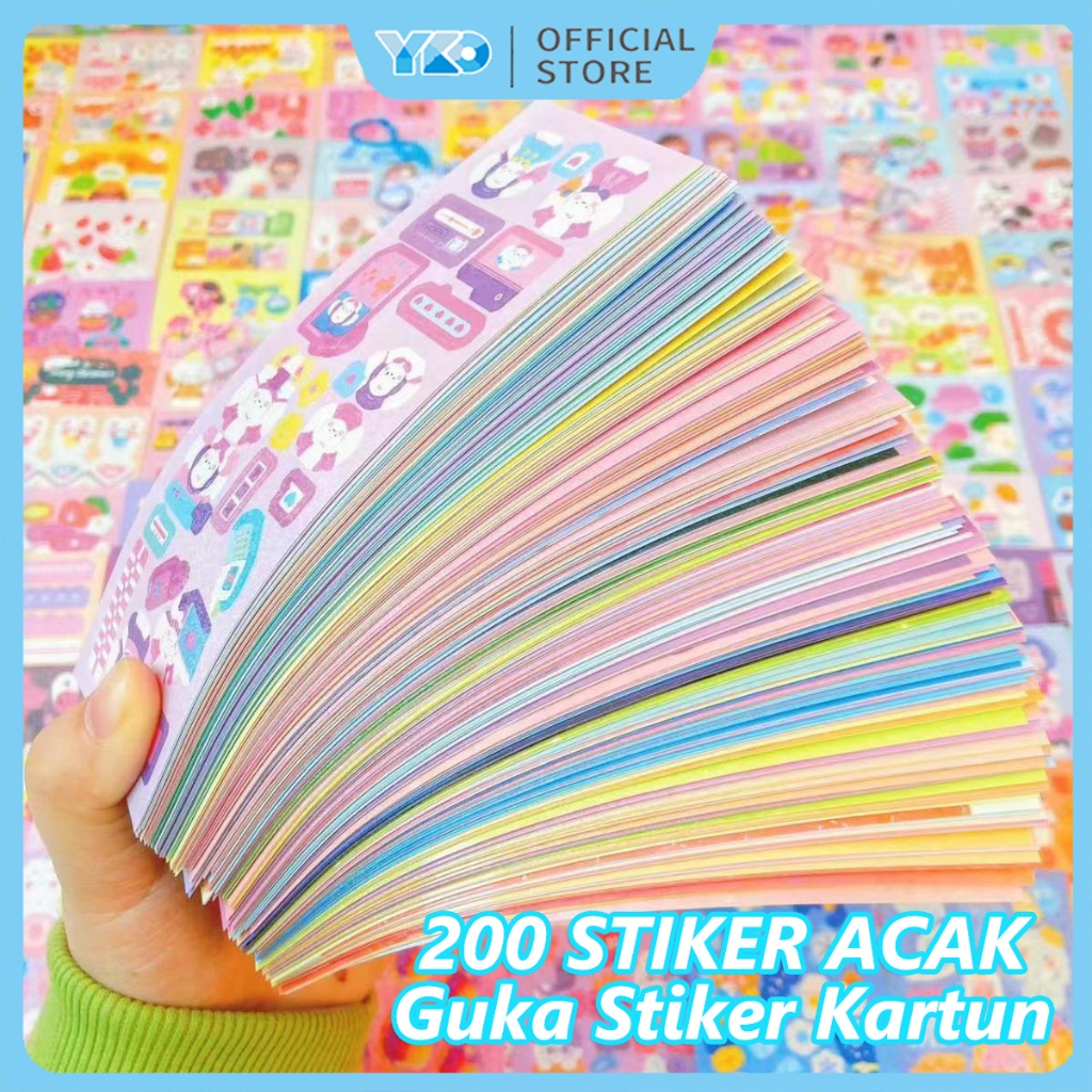 YKO 200 Lembar!!! Stiker Diy Dekorasi Random Lucu aesthetic isi 10 Lembar 20 Lembar 60 Lembar 100 Le