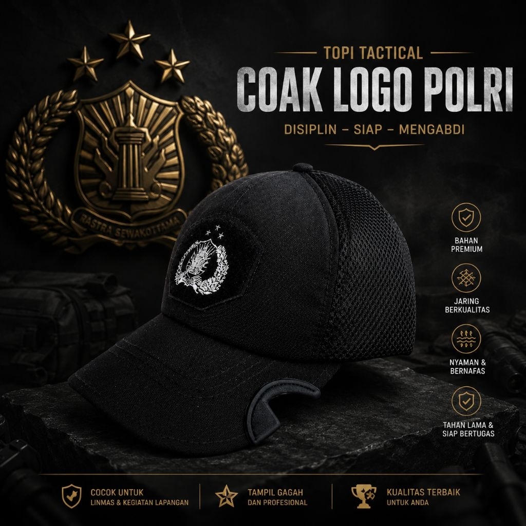 Topi Tactical Topi Punisher Polri Warna Hitam