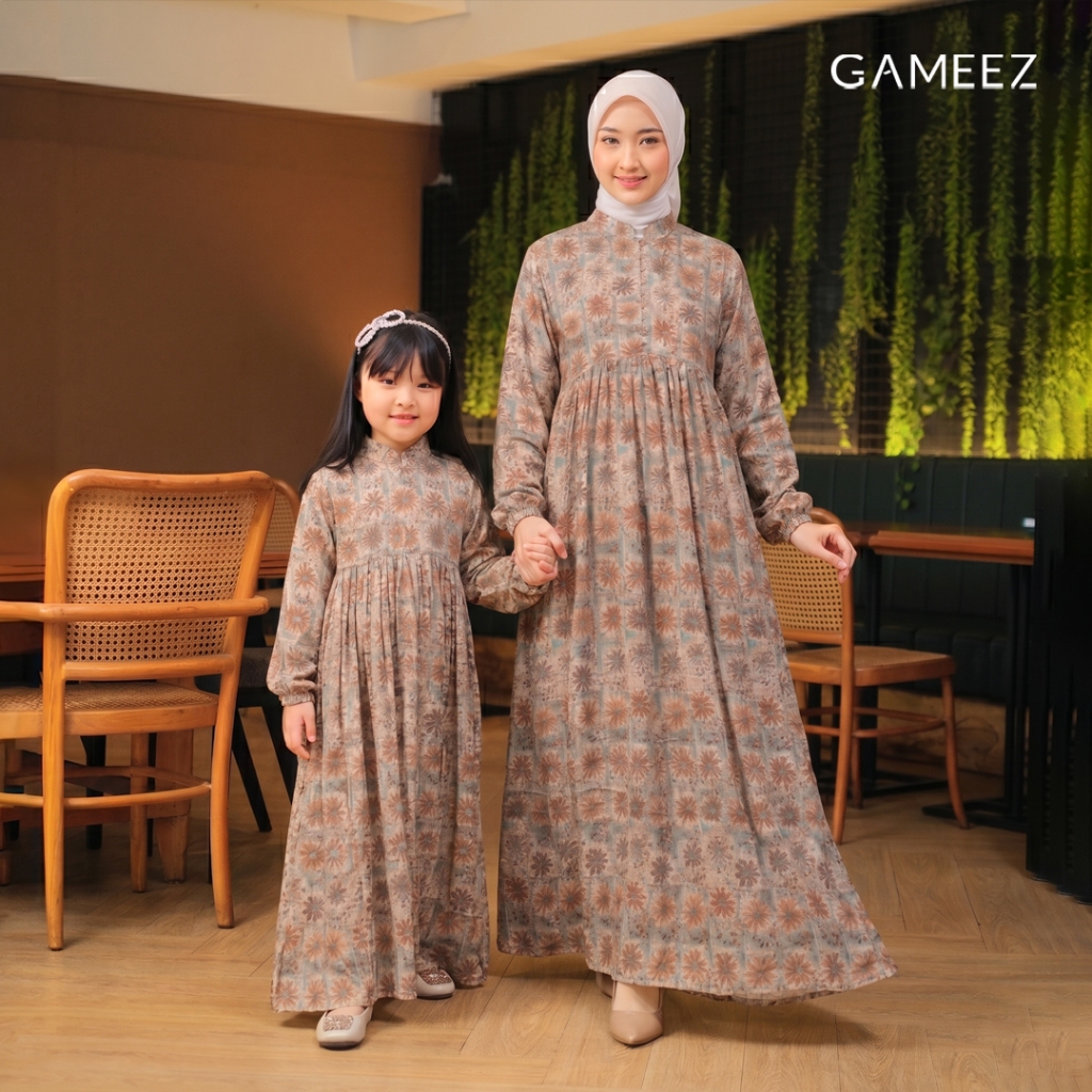 Gameez - Gamis Couple Ibu & Anak Rayon Viscose Lebaran Terbaru Dress Family Premium - Zanuba