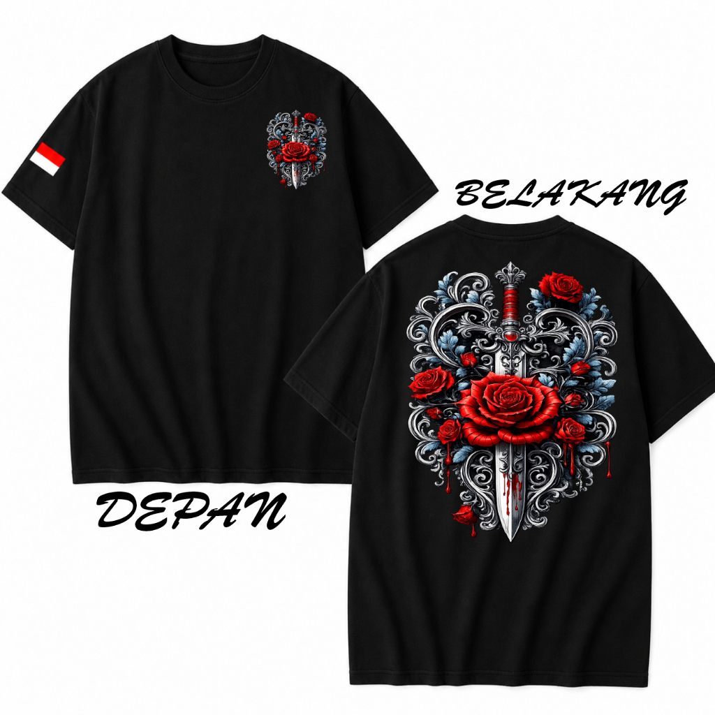 Kaos lengan Pendek Kaos premium Mawar pedang