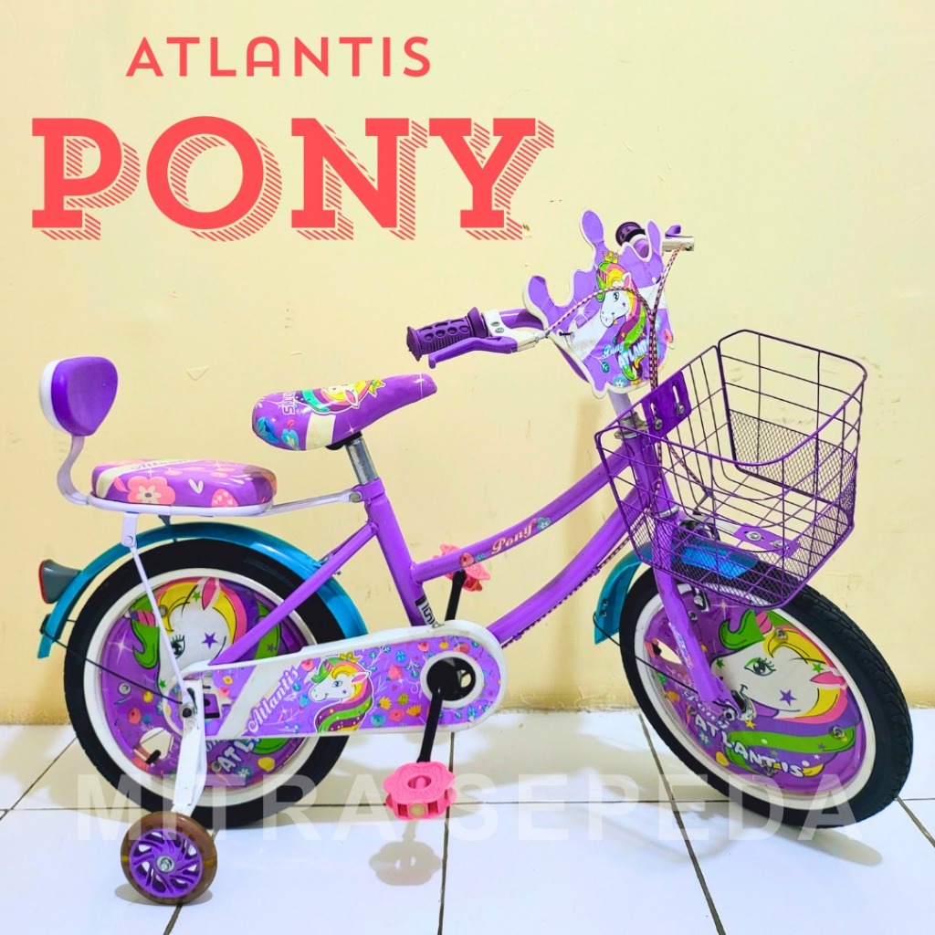 Sepeda Anak Perempuan 18 Inch Usia 7 Tahun Atlantis Kuda Pony Sepeda Mini Anak Perempuan