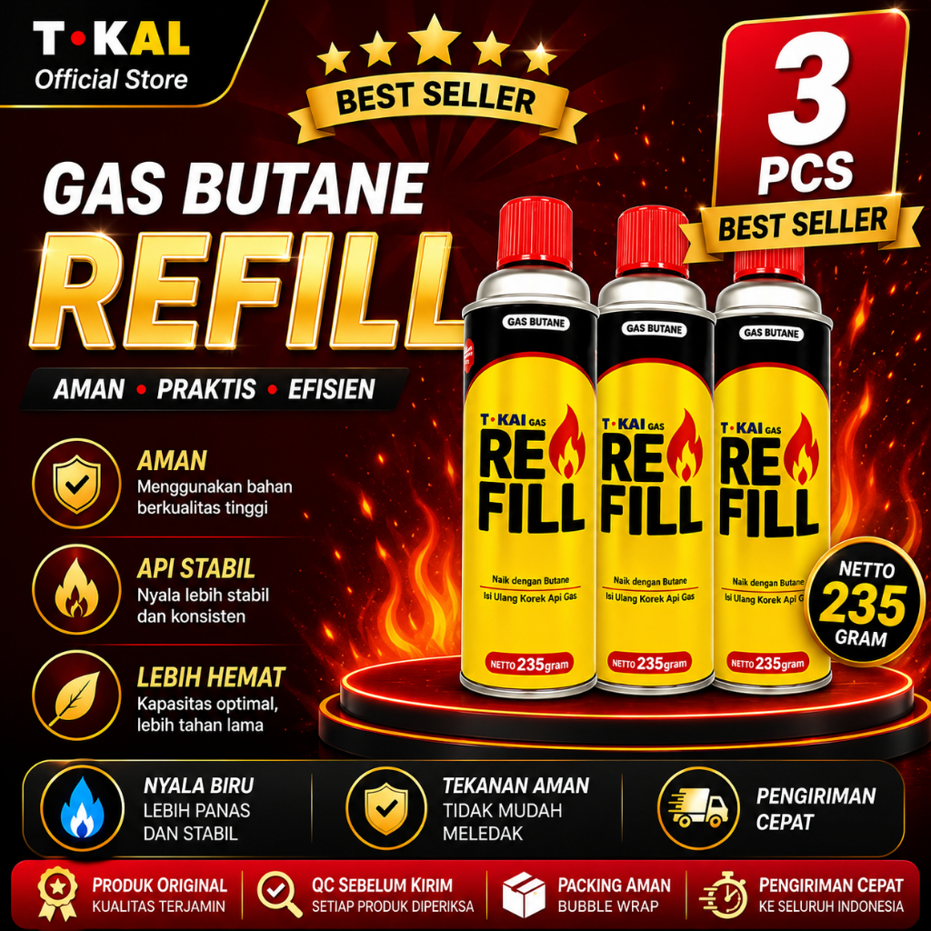 Gas Butane Refill Tokai 235gr PAKET 3 PCS ISI ULANG KOREK API Blow Torch