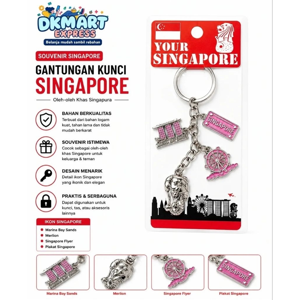 Gantungan kunci singapura GANTUNGAN KUNCI Singapore souvenir SINGAPORE SOUVENIR SINGAPURA