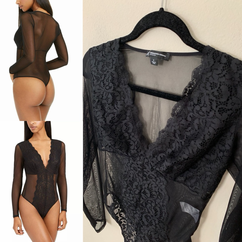 [LAST STOCK SALE] H&M / Boohoo Gilena Racerback Lace Pushup Bodysuit Black Lace Corset Bustier Long 