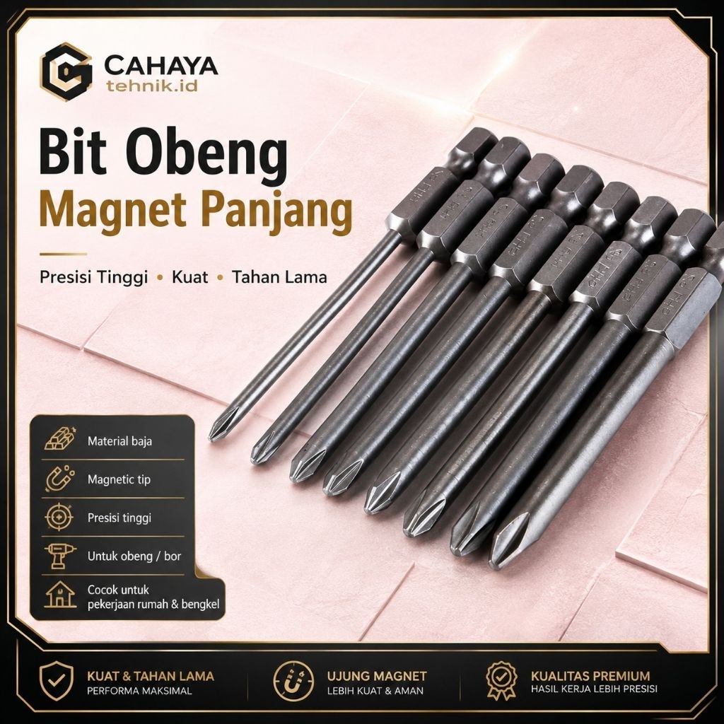 Mata bor Obeng plus Magnet Magnetic 75mm 8pcs PH1 PH2 Anti Slip New