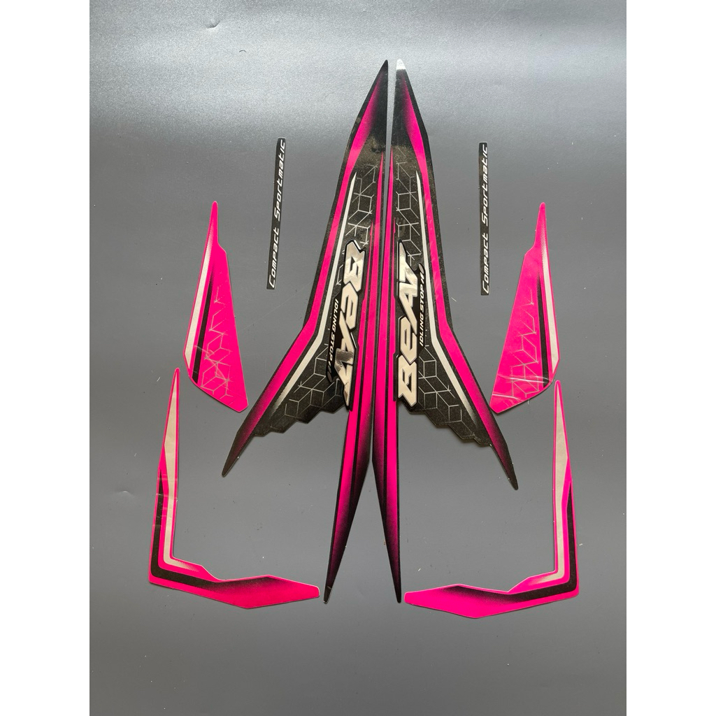 STRIPING STIKER BEAT FI IDLING STOP ISS 2020 HITAM CORAK MAGENTA