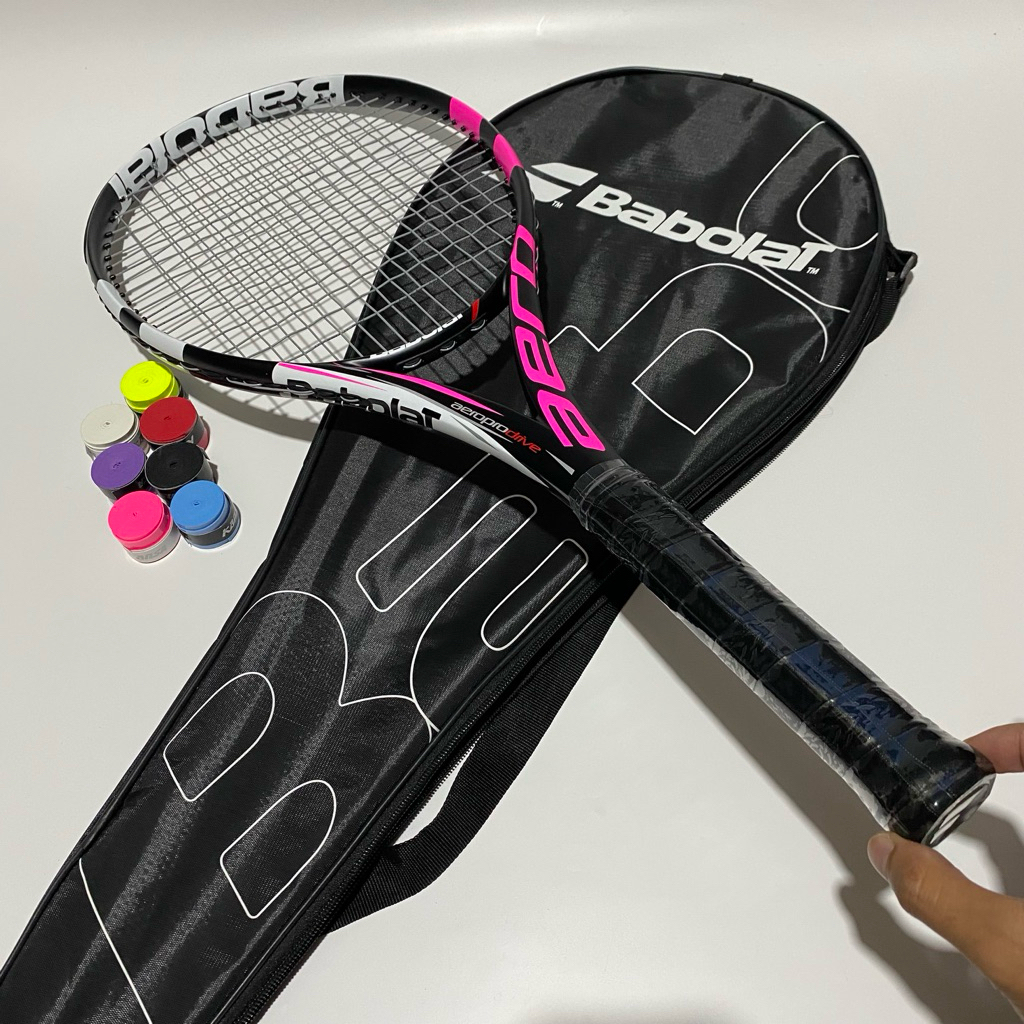 raket tenis babolat aero pro drive import carbon siap pakai free grip