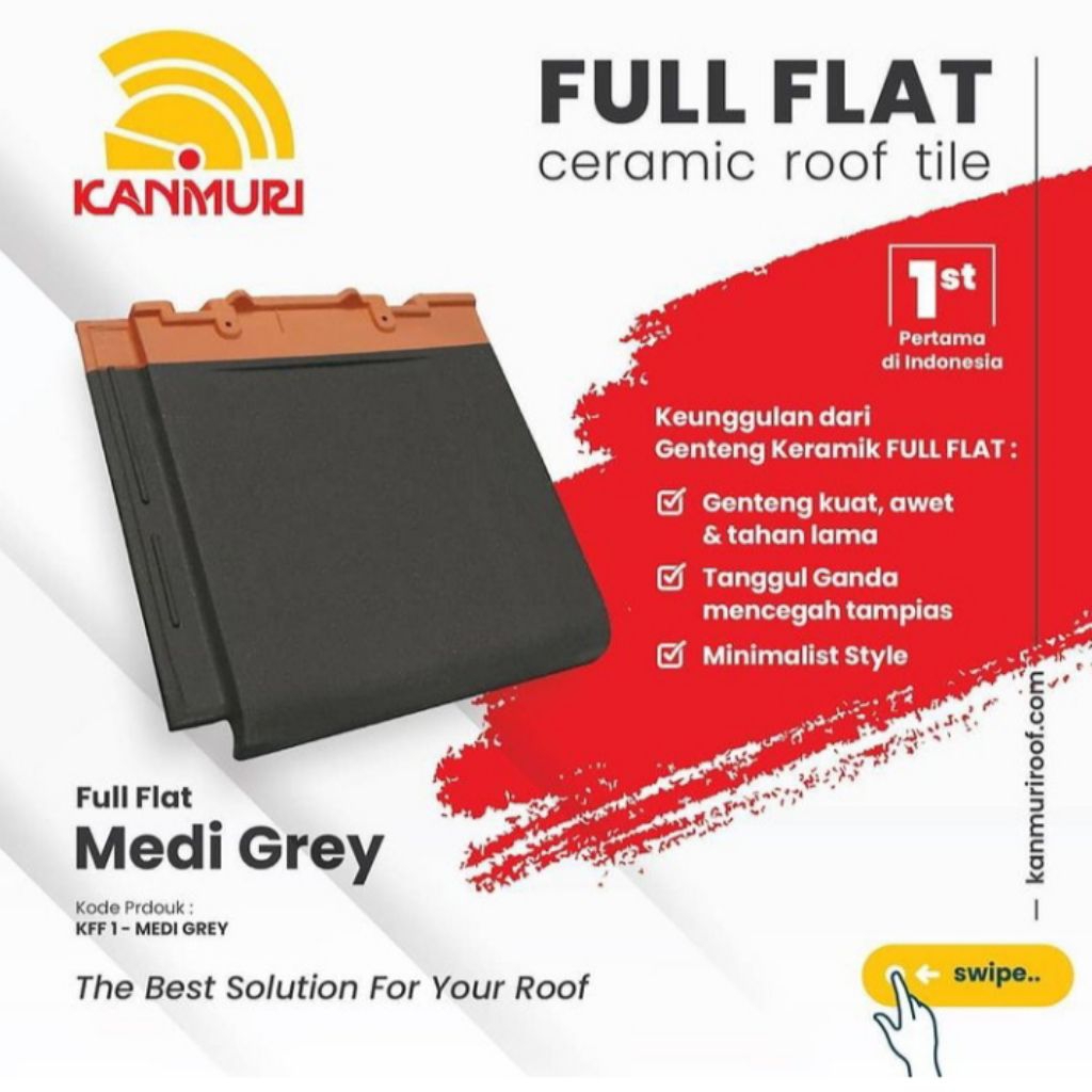 genteng keramik kanmuri full flat medi grey