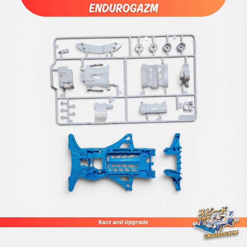 Chassis Tamiya FMA Light Blue Gear Box Putih Loose Great Magnum R Painting JIEPIN