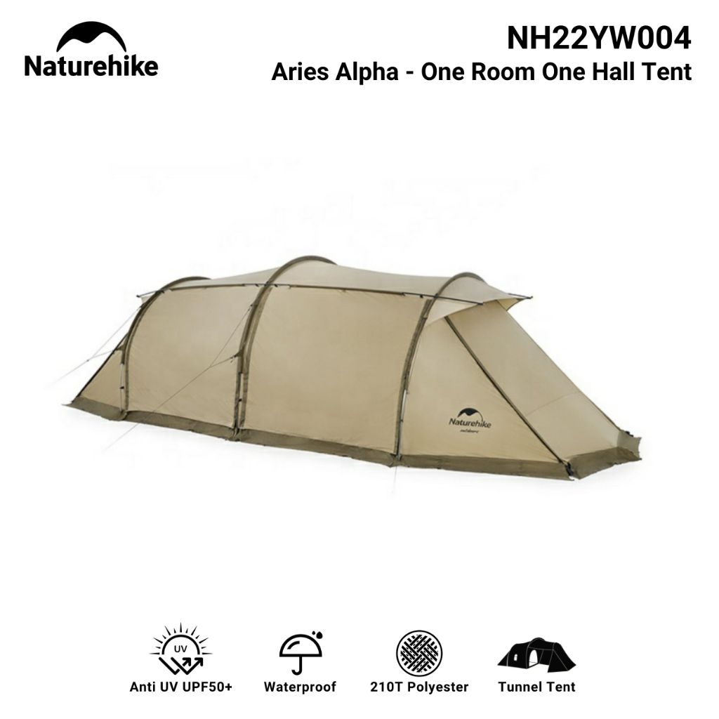 TENDA NATUREHIKE ARIES ALPHA NH22YW004 ONE HALL ONE BEDROOM TUNNEL TENT GLAMPING SERIES TENDA CAMPIN