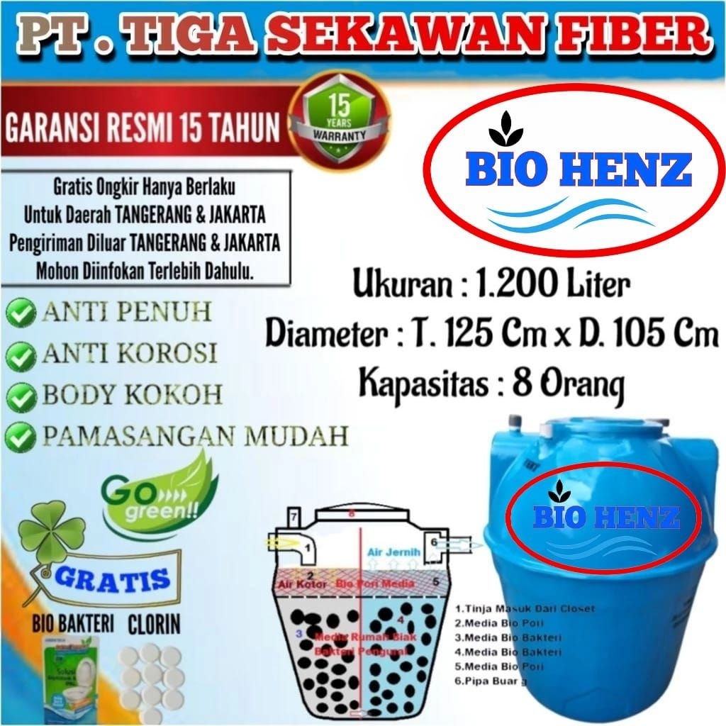 Septic Tank BIOHENZ 1200 Liter sepiteng bio biotech bioTank SepticTank