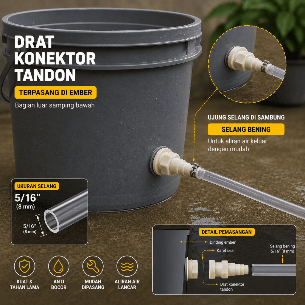 Mur Drat Toren / Mur Tandon / Nepel Drat Konektor Tandon Selang 5/16 1/2 5/8 Untuk Kelinci