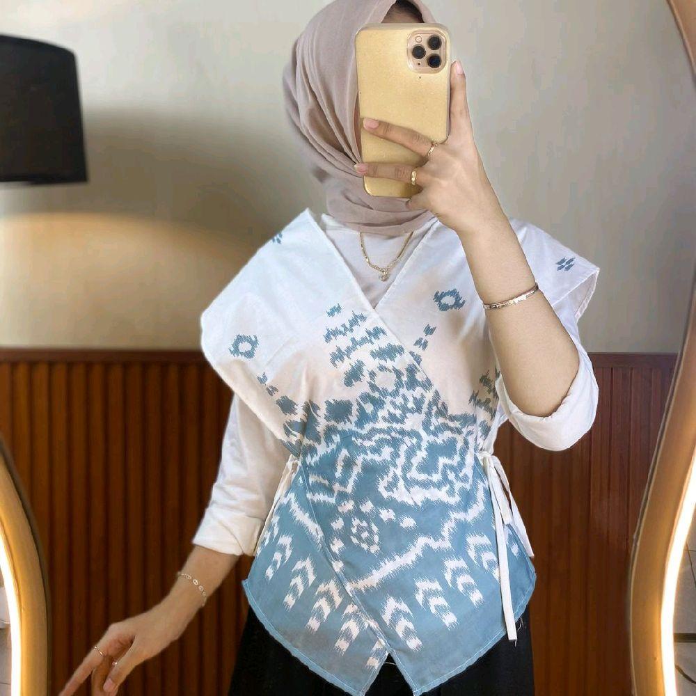 Blazer Batik Wanita Modern Atasan Outer Batik Long Cardi Tanpa Lengan Terbaru  | Cardi Long Outer Ba
