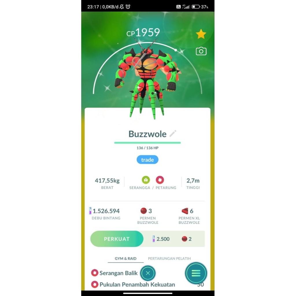 Buzzwole Shiny Pokemon Go
