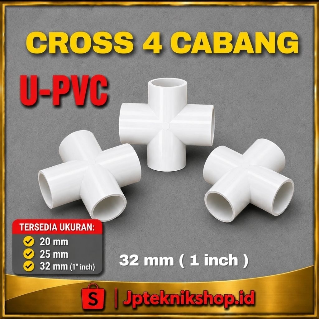 Cross Tee Pvc 32 mm 4 Arah | Tee Cross Cabang 4 Way Sambungan Fitting pipa  Pvc, Hidroponik  Pralon 