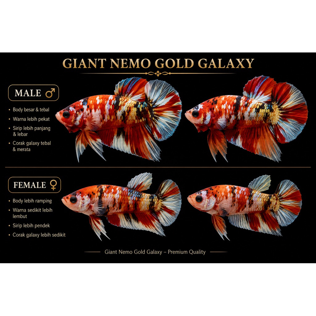 Ikan cupang giant nemo gold galaxy (1 pair) grade | vortta betta quality
