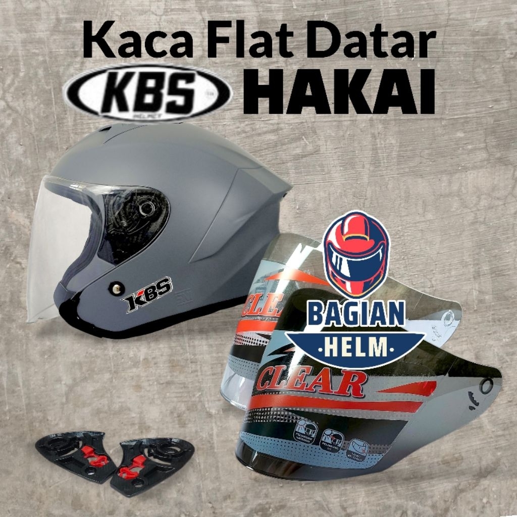 Kaca Helm KBS HAKAI Flat Visor Helmet  KBS HAKAI Bening Hitam Smoke