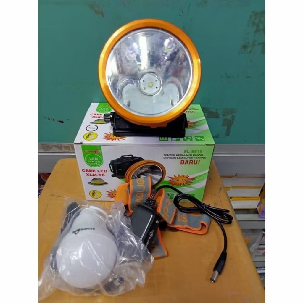 SL-8818 Sunpro Headlamp LED Senter Kepala LED Sunpro 35W Senter LED Dimmer