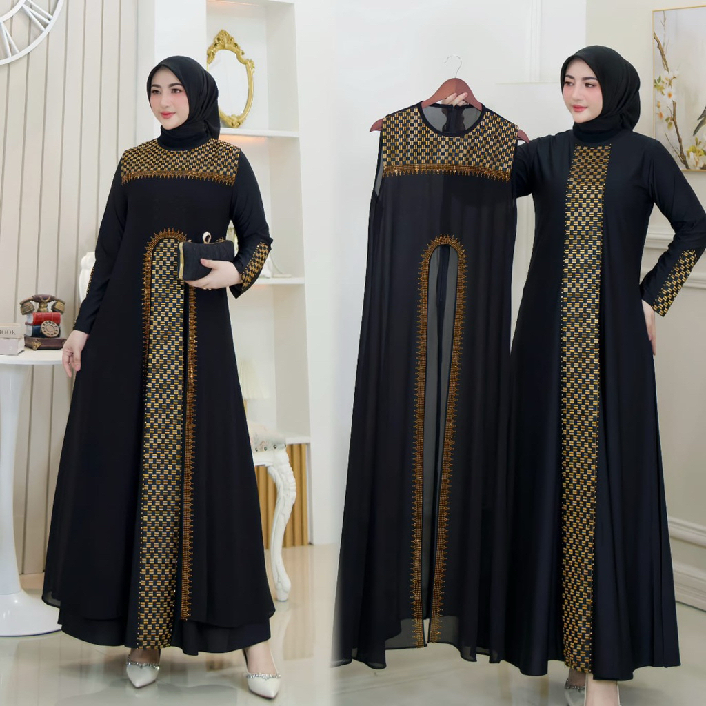 ABAYA TURKEY ARABEL MODEL LAYER PISAH MODEL TERBARU BAJU PESTA SERAGAMAN PENGAJIAN