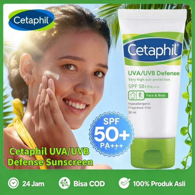 Cetaphil UVA/UVB Defense sunscreen SPF50+ PA++++ 50ml Tabir Surya Sunblock Untuk Perawatan Wajah / B