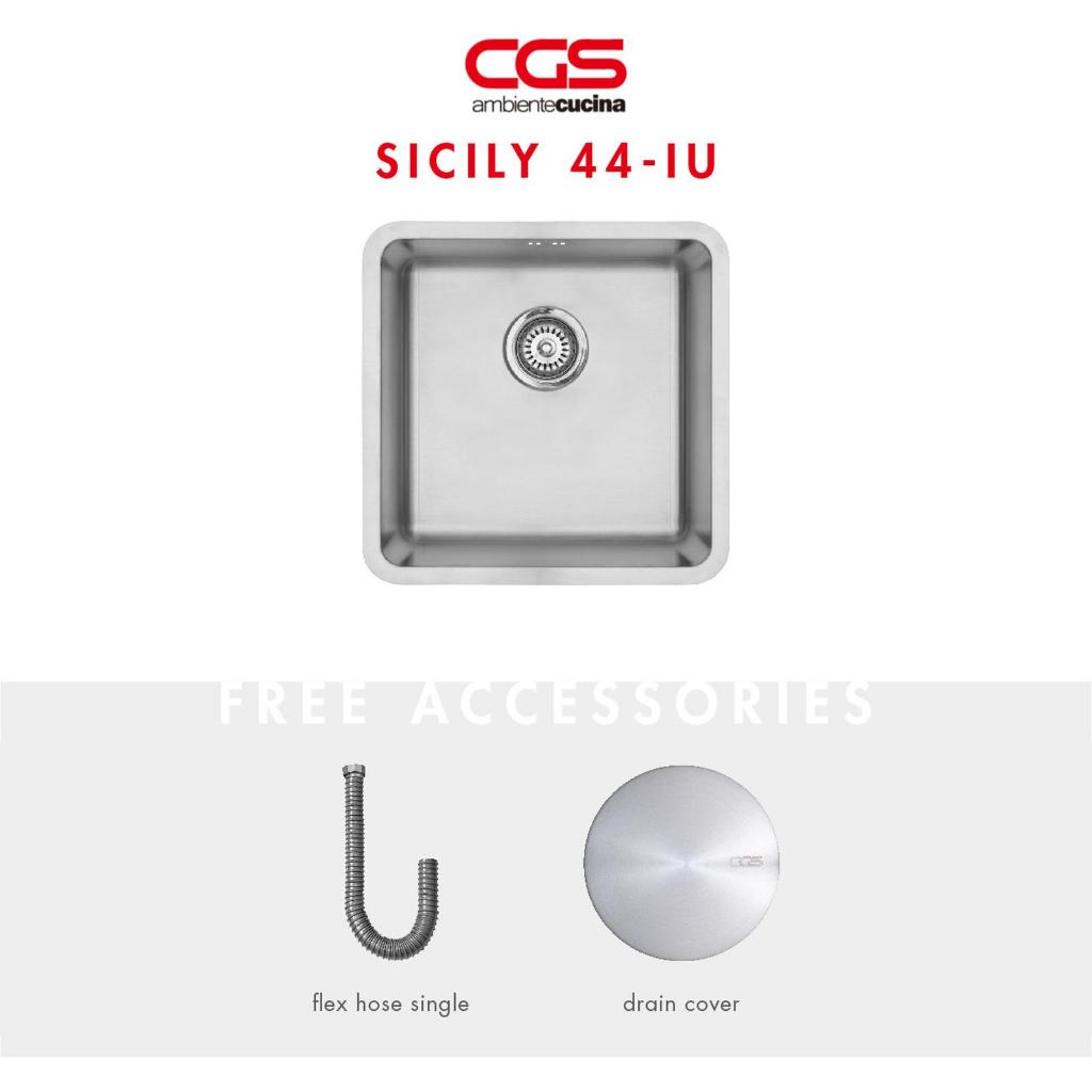 Kitchen Sink Stainless Steel 1 Lubang CGS Sicily 44-IU Sink Only