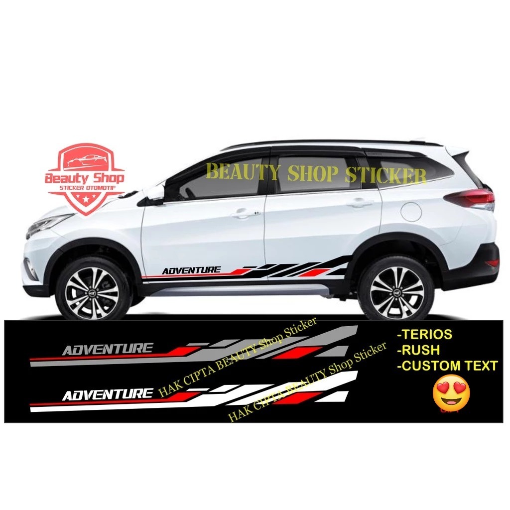 Sticker Stiker mobil terios rush adventure cutting stiker mobil toyota daihatsu body samping custom 