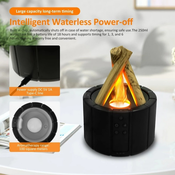 Pelembab Udara Api Unggun LED Remote Air Humidifier Bonfire Diffuser Aromatherapy