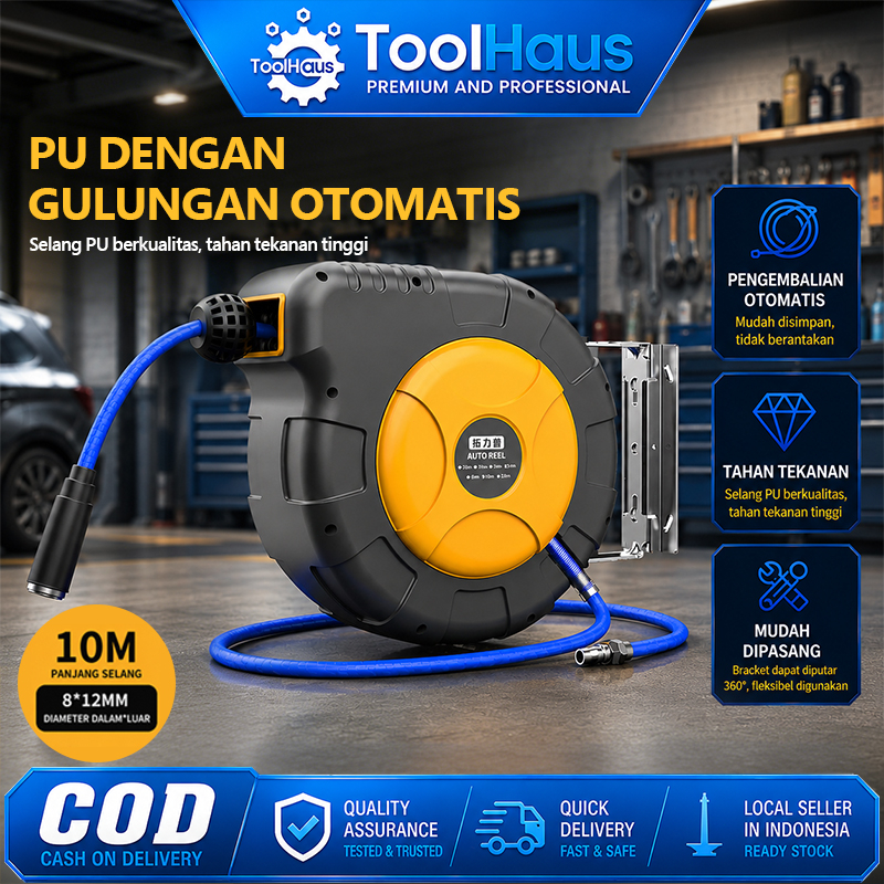 Automatic Air Hose Reel 25M Selang Air hose reel 5/8mm selang angin gulung selang Kompressor