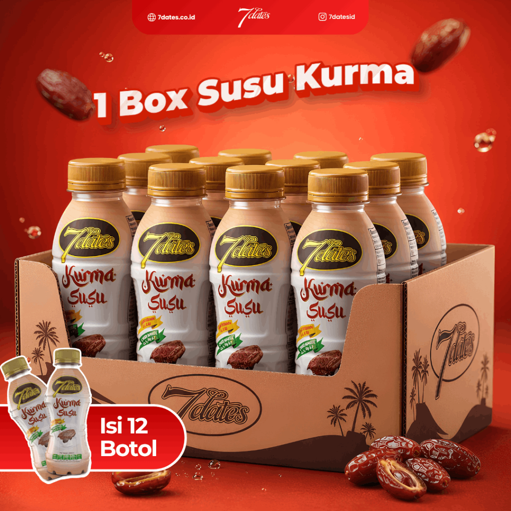 Susu Kurma 7Dates box isi 12 botol kemasan 200ml. 7Dates Secial Box isi 12 botol.
