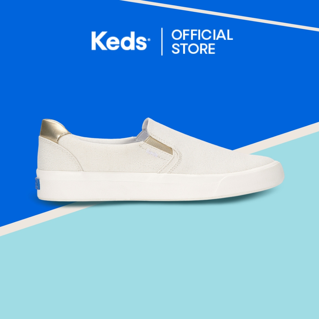 KEDS Women Ss26 Wf 58 Pursuit Slip Lurex Linen Snow White/G Lrxmtl-WF69166