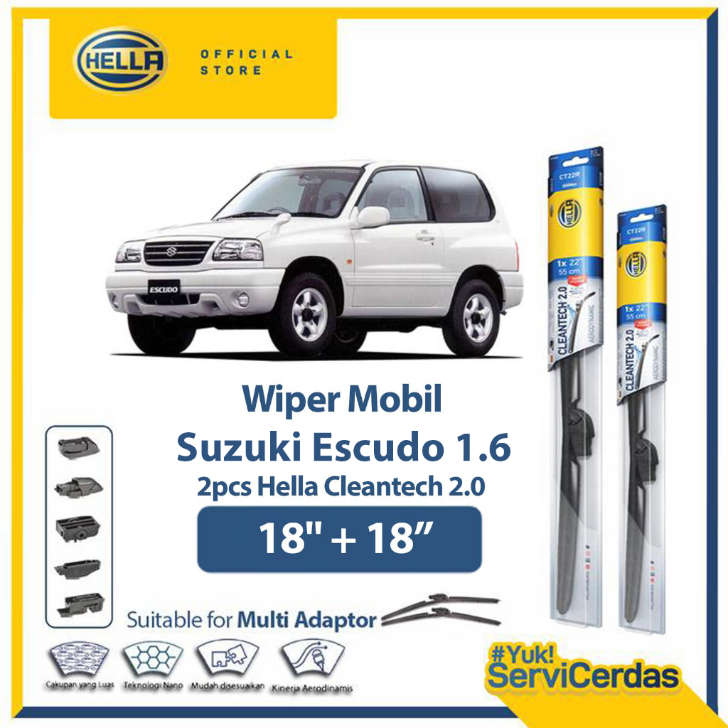 Wiper Mobil SUZUKI Escudo 1.6 18” + 18” (2pcs) - HELLA Cleantech 2.0