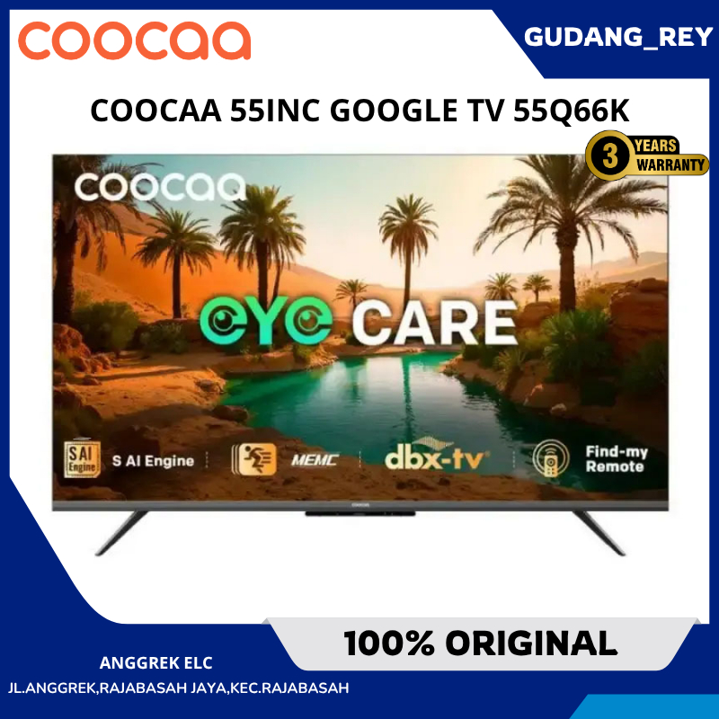TV COOCAA 55INC GOOGLE TV 4K QLED 55Q66K GARANSI RESMI