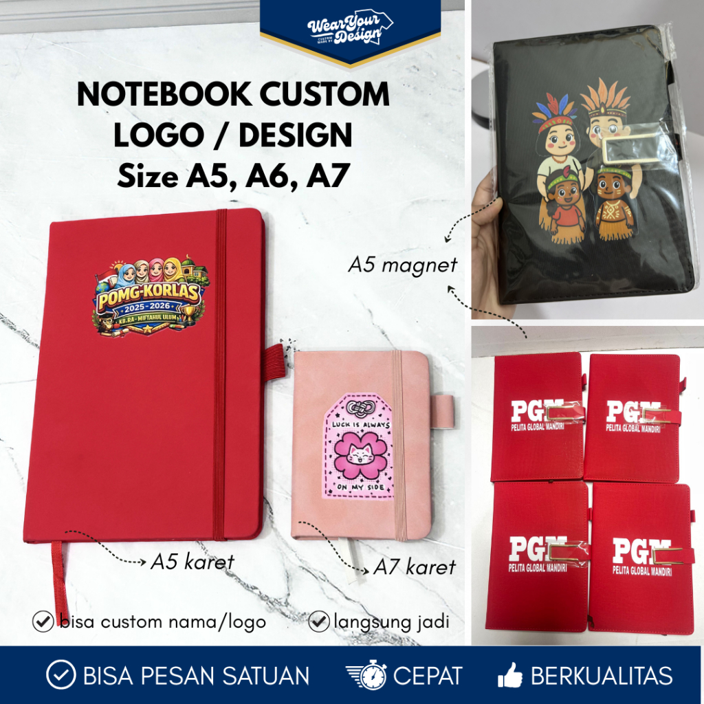 Notebook A5/A7 Custom Design/Logo | Blocknote Custom | Buku Catatan Harian | Buku Diary