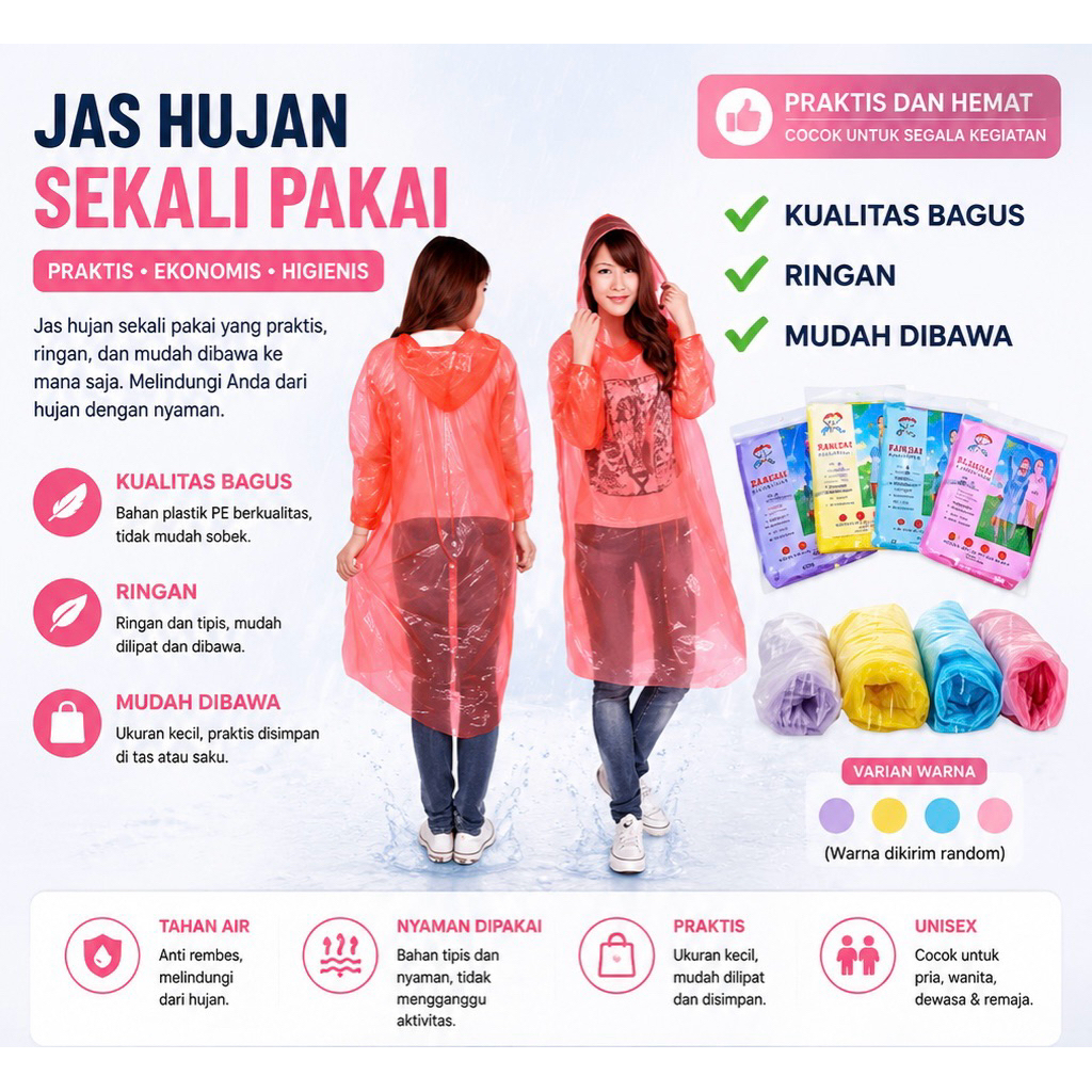 Mantel kantong / mantel murah / mantel poncho / mantel celana / jas hujan plastik