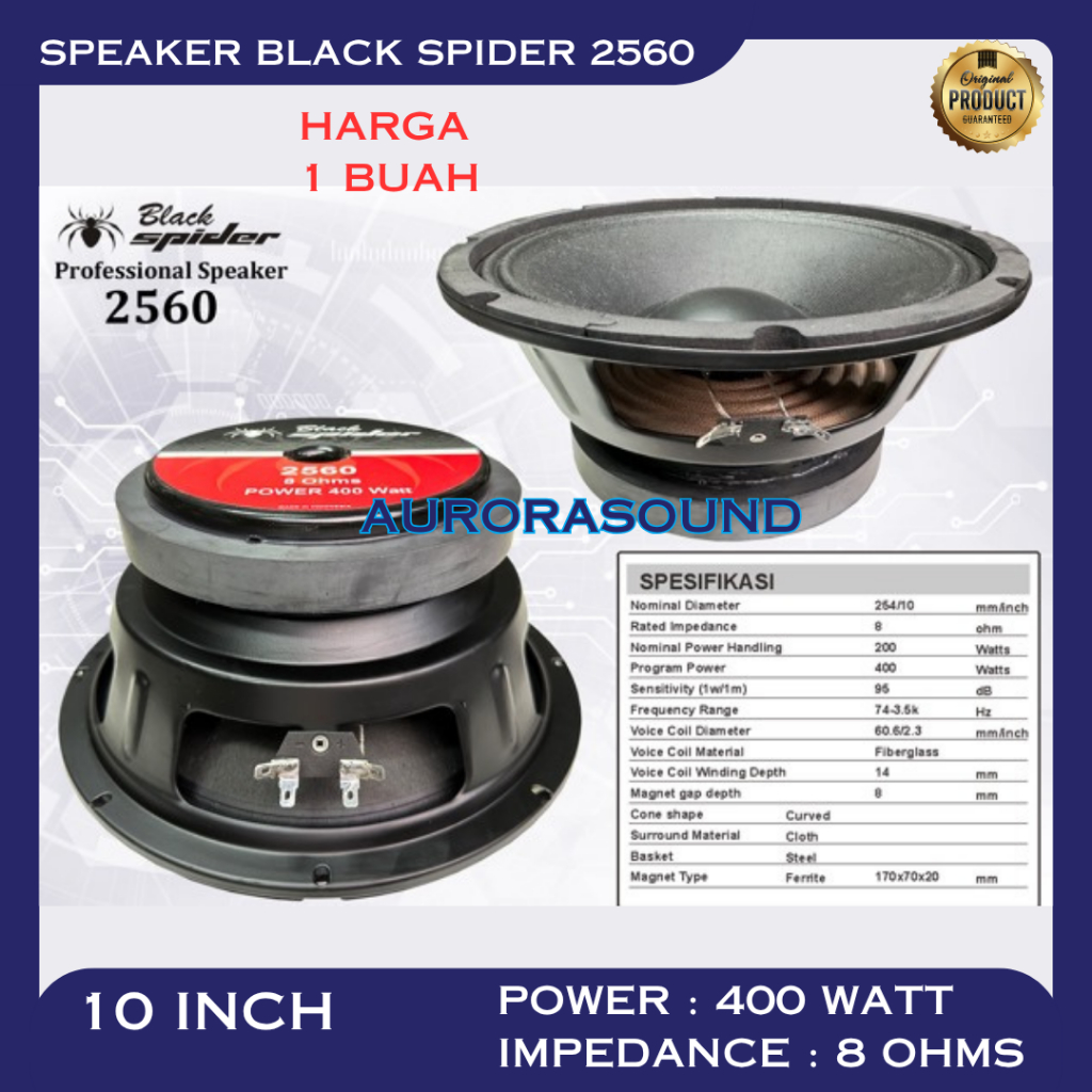 SPEAKER KOMPONEN BLACK SPIDER 2560 WOOFER 10 INCH BLACKSPIDER BS 400 WATT ORIGINAL