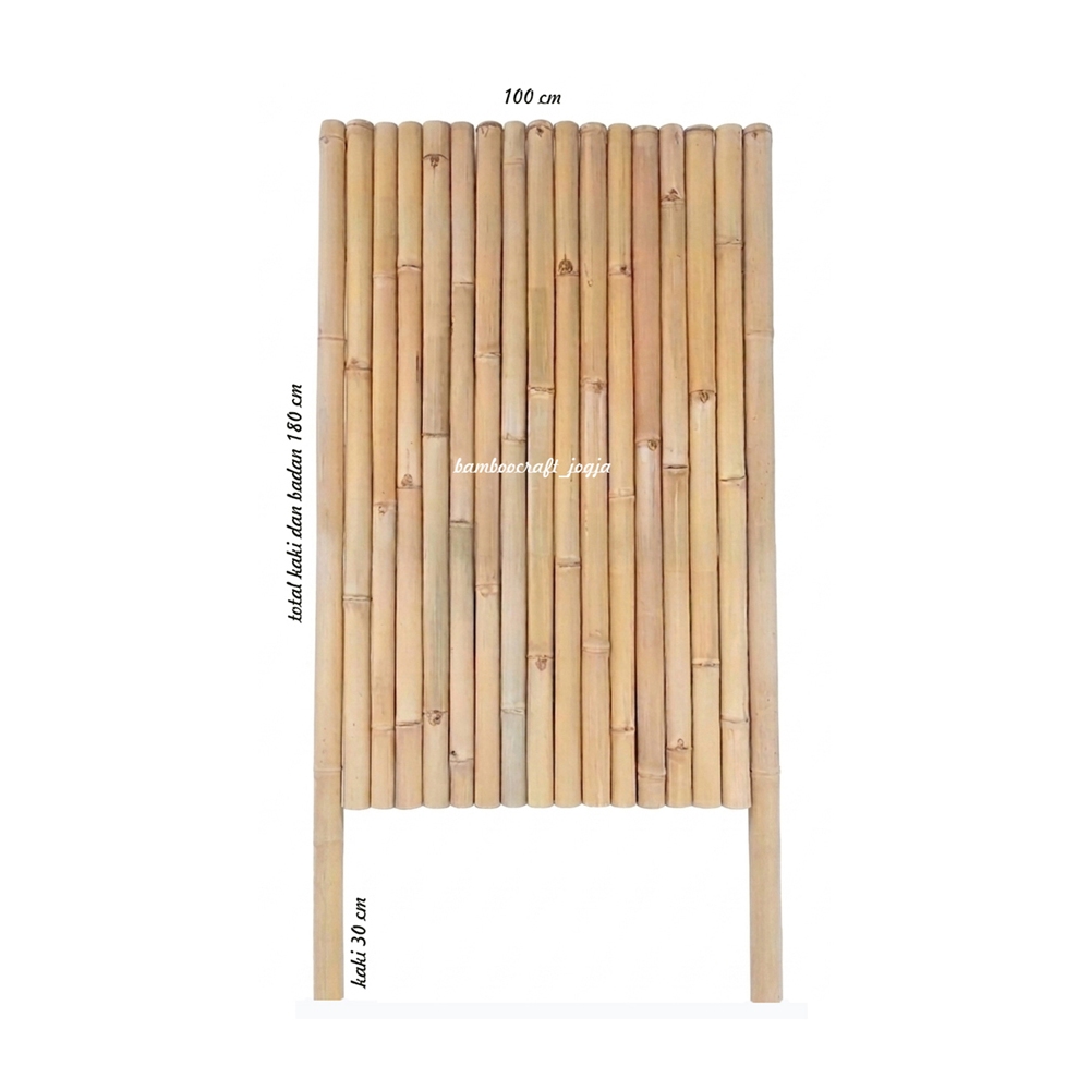 pagar bambu apus  bulat 100x180 cm dengan kaki
