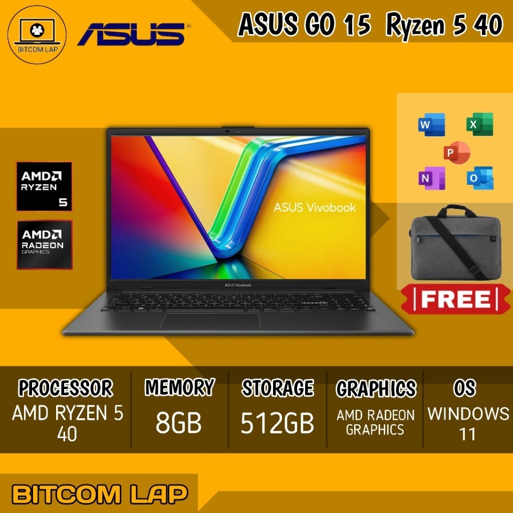 ASUS VIVOBOOK 15 AMD RYZEN 5 40 RAM 8GB SSD 512GB - WINDOWS 11