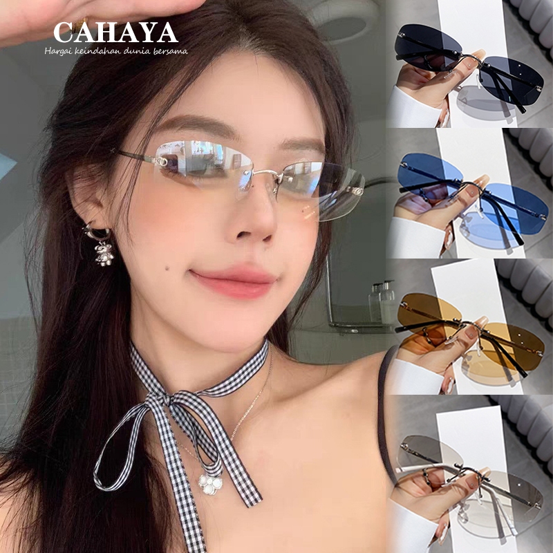 Kacamata Hitam Tanpa Bingkai Wanita Korea UV400