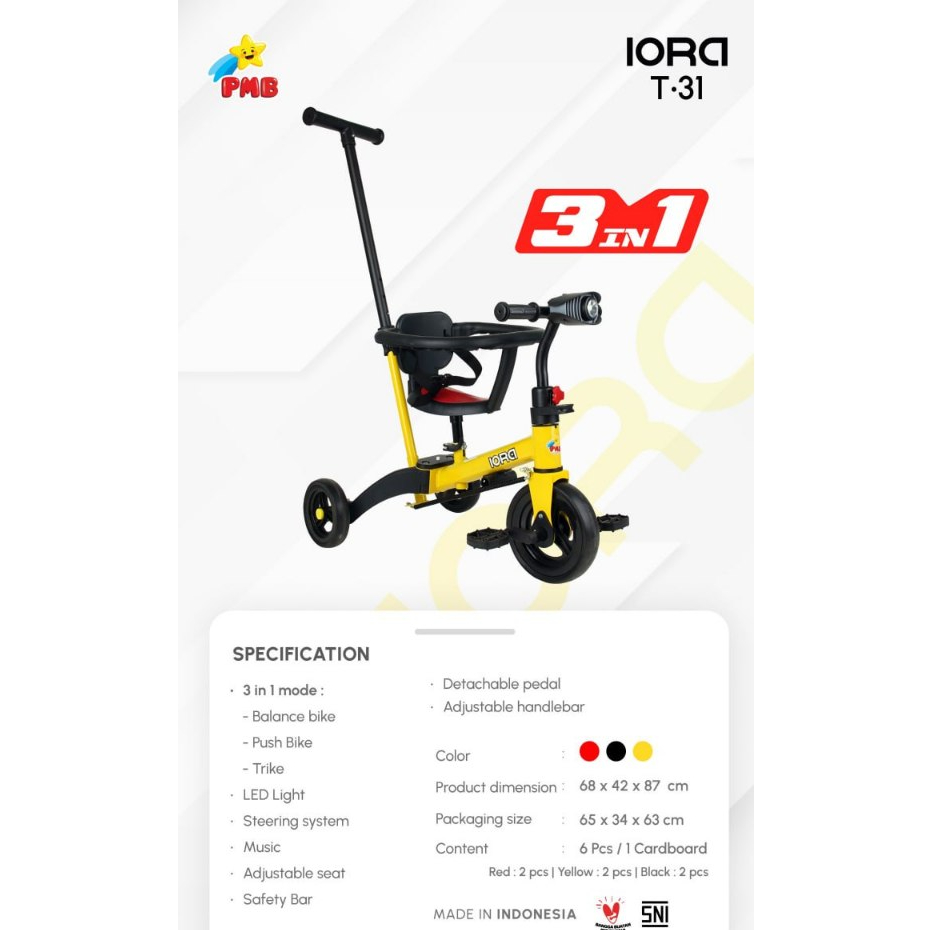 SEPEDA ANAK RODA 3 PMB IORA T-31
