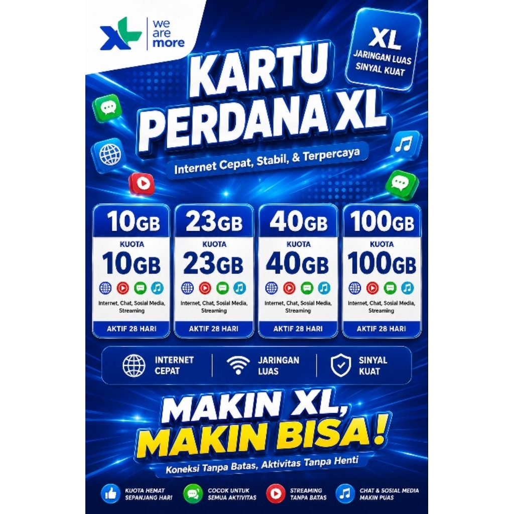 KARTU XL 10GB 23GB 40GB 100GB |