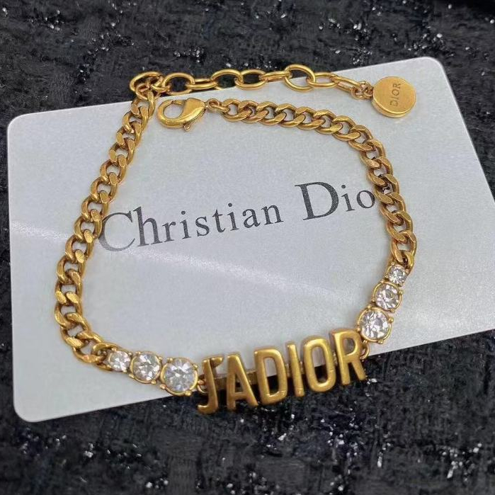 Vintage vintage gold | JADIOR letter studded diamond thick bracelet, full of French light luxury atm
