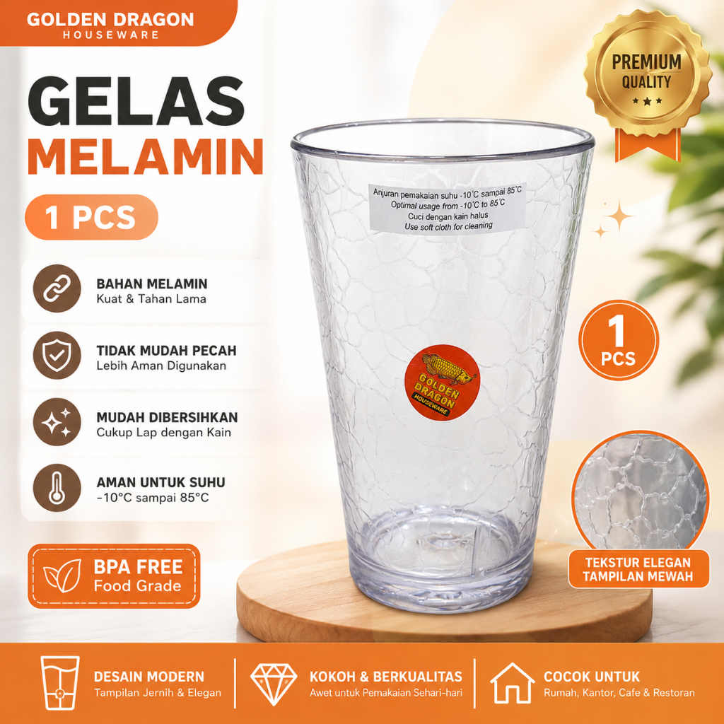 GELAS MELAMIN BENING MOTIF GARIS 400ML - 1000162