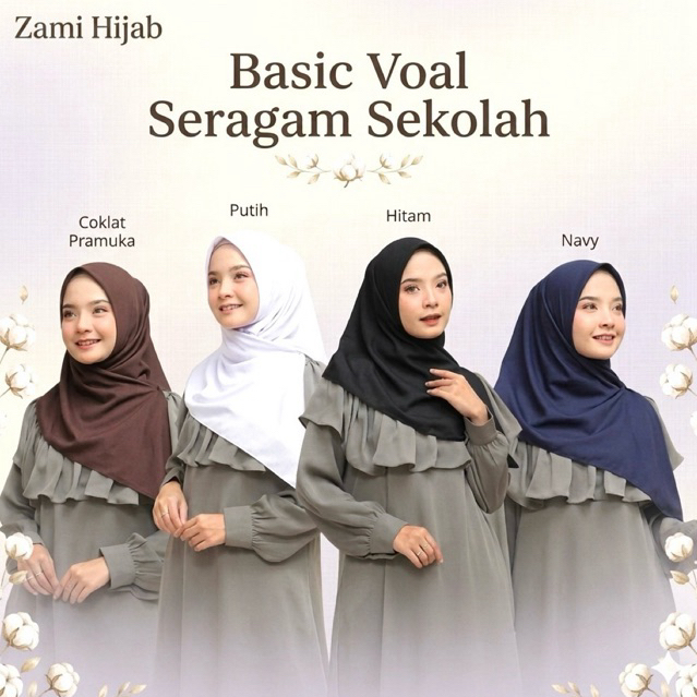 Voal Polos Umama - Segiempat Polos Voal Umama Basic Seragam Sekolah