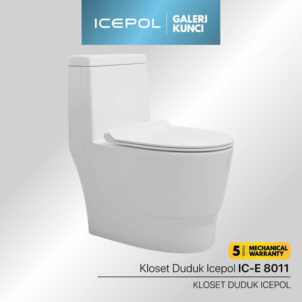 ICEPOL Kloset Duduk Monoblock WC Toilet Dual Flush One Piece Closet Desain Modern Bahan Keramik IC 8